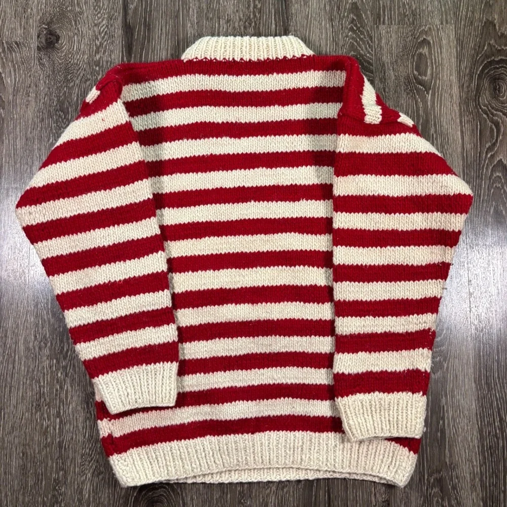 Vintage USA Flag American Hand Made In Ecuador 100% Combed Wool Striped Sweater